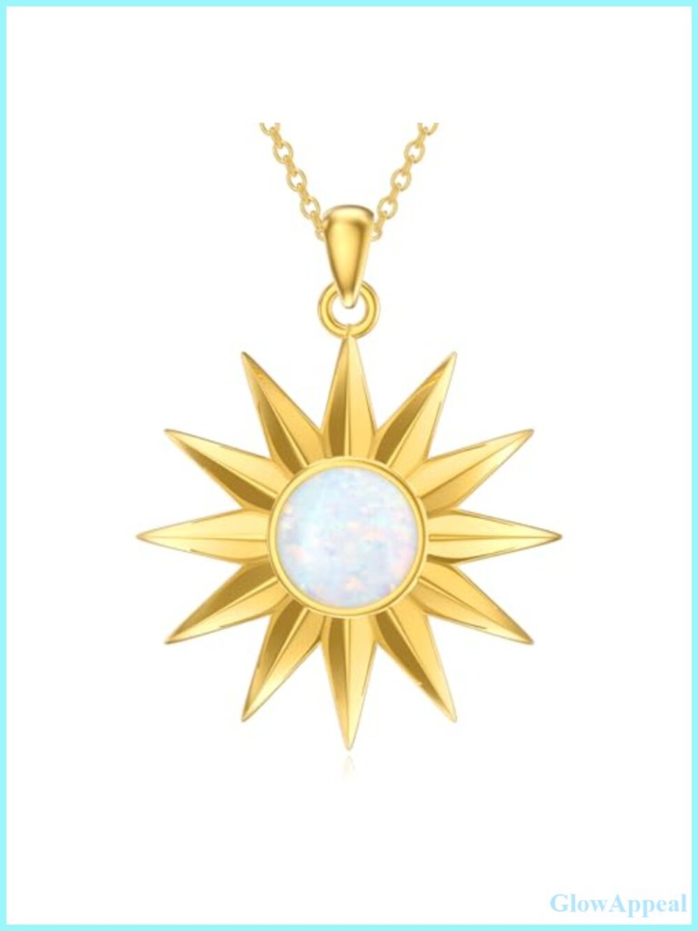 18K Gold Plated Sun Necklace 925 Sterling Silver Opal Pendant